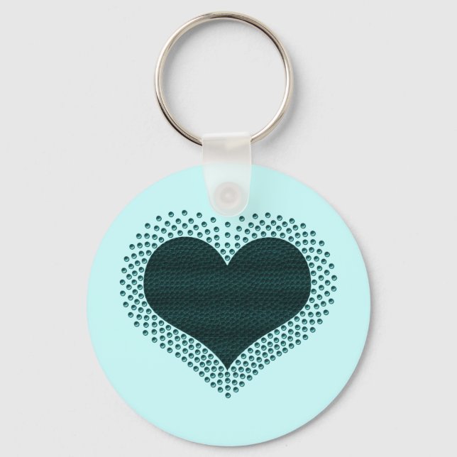 Porte-clés Clavier cardiaque métallique, Turquoise (Recto)