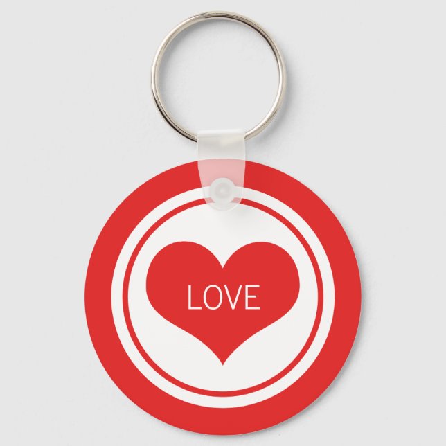 Porte-clés Clavier Coeur Élégant, Rouge (Recto)