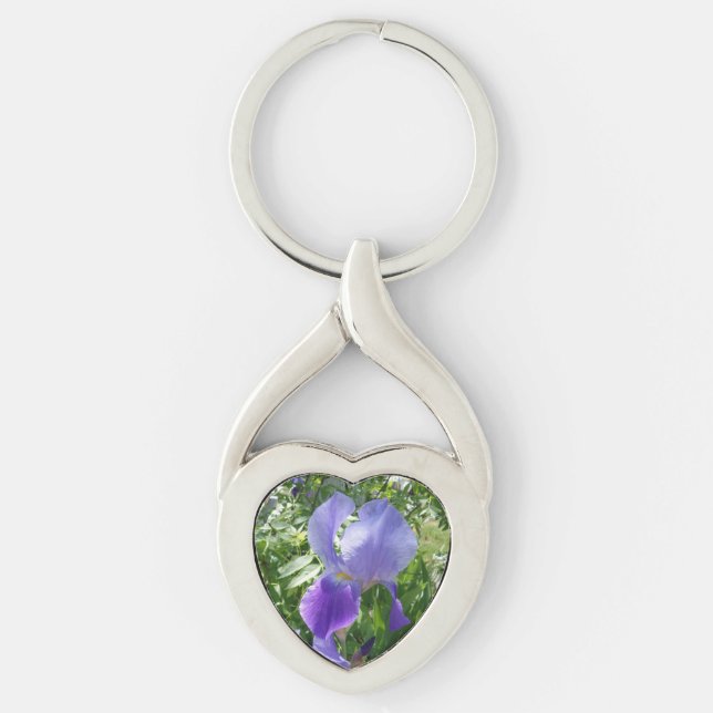 Porte-clés Clavier de coeur de fleurs violettes (Devant)