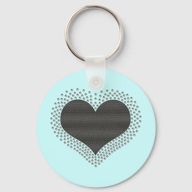 Porte-clés Clavier de coeur métallique, gris (Recto)