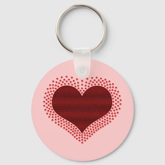Porte-clés Clavier de coeur métallique, Rouge (Recto)