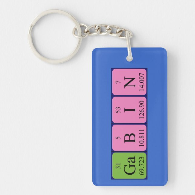 Porte-clés Clavier de nom de table périodique Gabin (Devant)