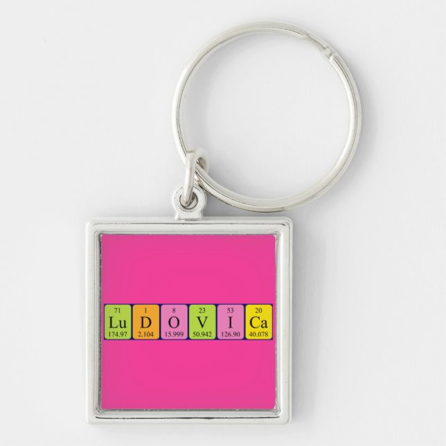 Porte-clés Clavier de nom de table périodique Ludovica (Devant)