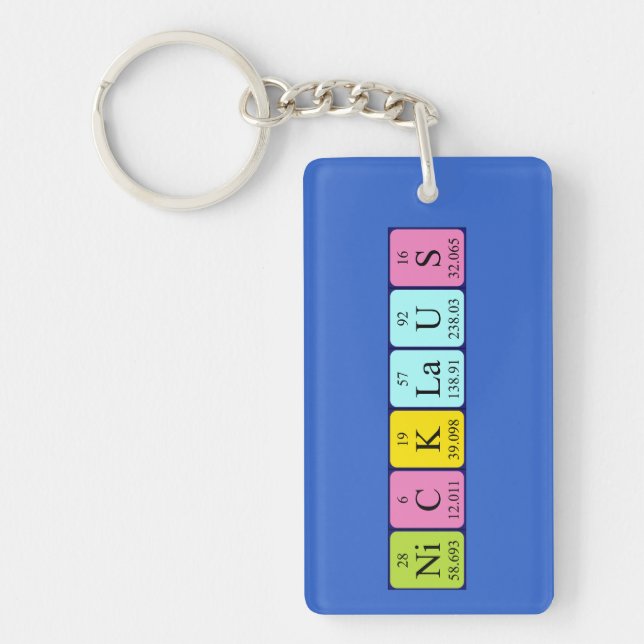 Porte-clés Clavier de nom de table périodique Nicklaus (Devant)