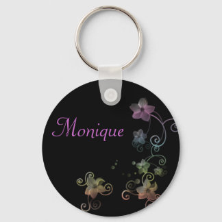 Porte-clés Clavier de nom personnalisé - Fleurs arc-en-ciel