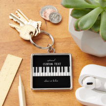 Clavier de piano et texte personnalisable noir et