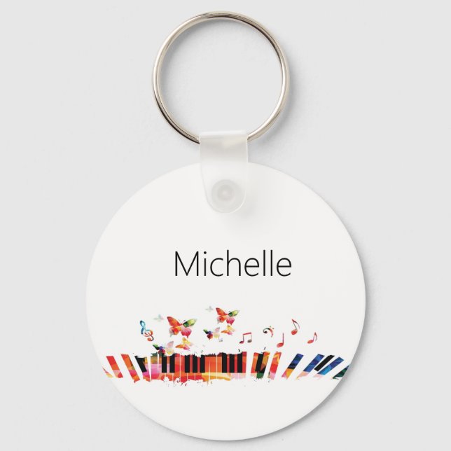 Porte-clés Clavier de Piano & Notes de Musique (Recto)