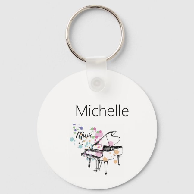 Porte-clés Clavier de Piano & Notes de Musique (Recto)