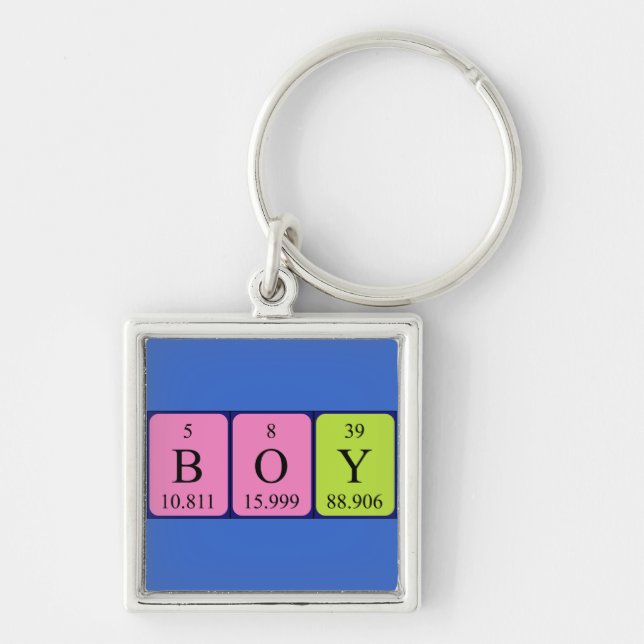 Porte-clés Clavier du nom de table périodique du garçon (Devant)