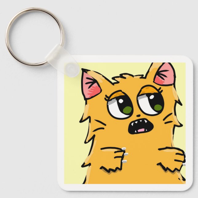 Porte-clés Clavier en aluminium pour chat Ginger Cute (Recto)