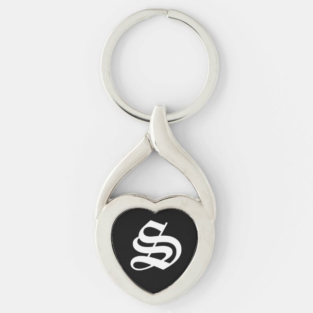 Porte-clés Clavier "S" Coeur Noir (Devant)