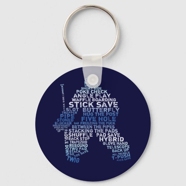 Porte-clés Clavier texte du gardien de hockey (Recto)