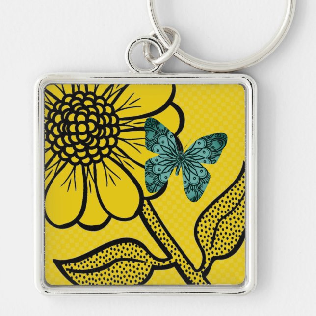 Porte-clés Clavier Tropical Papillon Daisy (Devant)