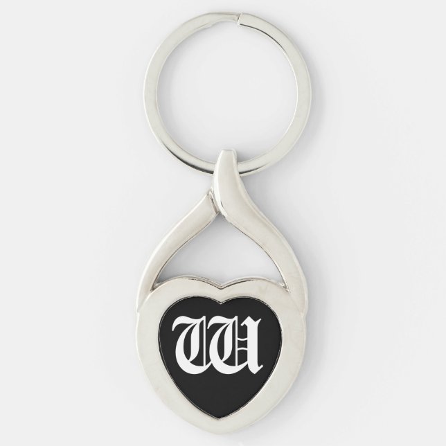 Porte-clés Clavier "W" du coeur noir (Devant)