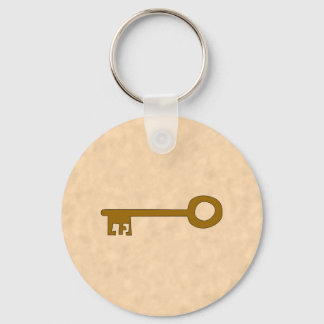 Porte-clés Clé. Clé marron sur fond d'effet parchemin.