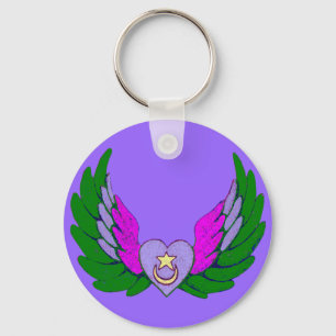 Porte-clés Clé de coeur Sufi Vert ailé