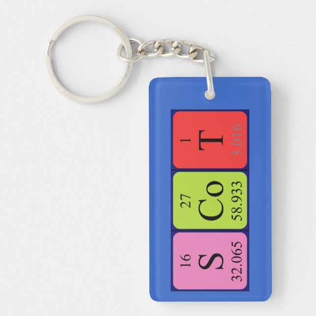 Porte-clés Clé de nom de table périodique Scot (Devant)