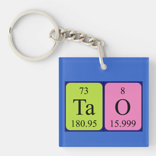 Porte-clés Clé de nom de table périodique Tao (Devant)
