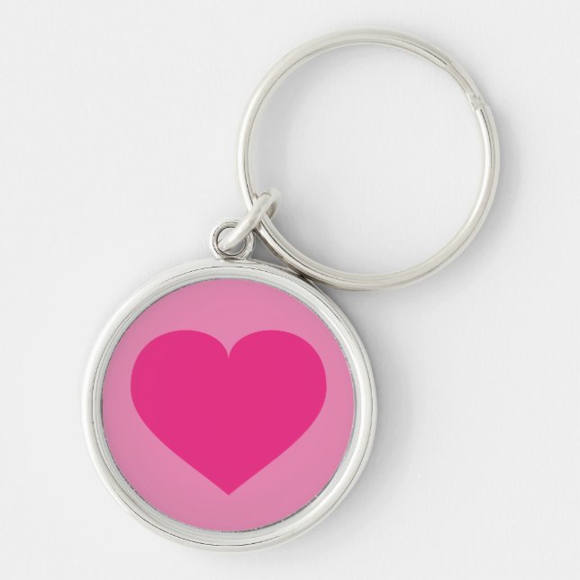 Porte-clés Clé du coeur rose chaud (Devant)