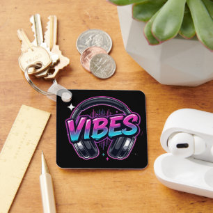 Porte-clés Clé USB Casque Audio Neon Vibes Cyberpunk Acryliqu