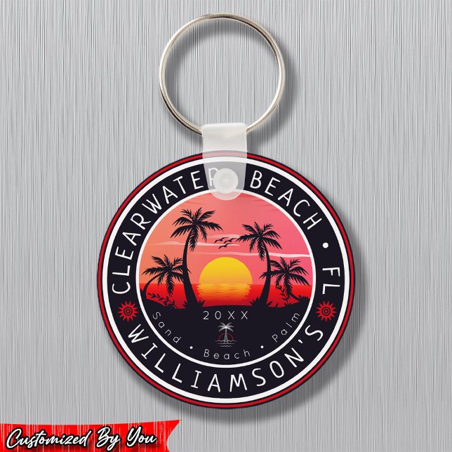 Porte-clés Clearwater Florida Retro Sunset Souvenirs 80s (Créateur téléchargé)