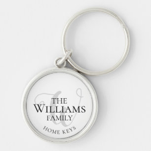 Porte-clés clés de maison avec nom de famille monogramme élég