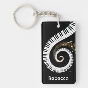 Porte-clés Clés de piano et notes personnalisées de musique