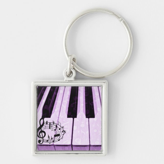 Porte-clés Clés violettes et notes de musique_ (Devant)
