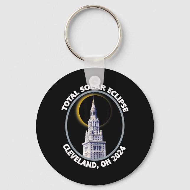 Porte-clés Cleveland Ohio 2024 Éclipse Solaire Totale Traject (Recto)