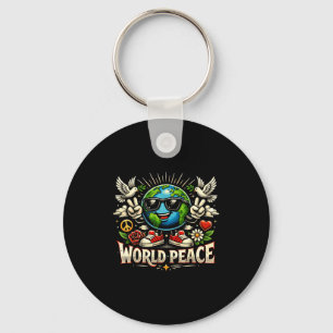 Porte-clés Clic Vintage Monde Paix Message Gentil Uplifiant M