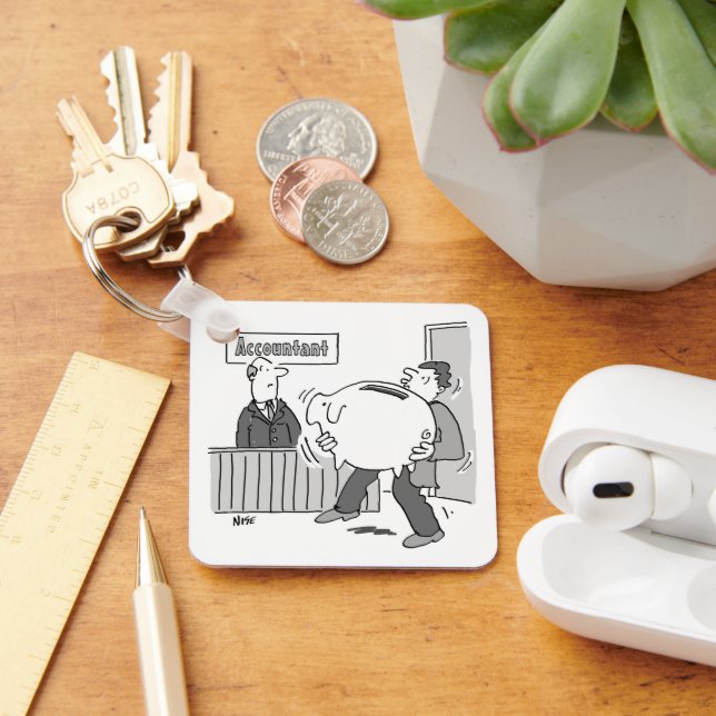 Porte-clés Client comptable avec énorme banque Piggy (Bureau)