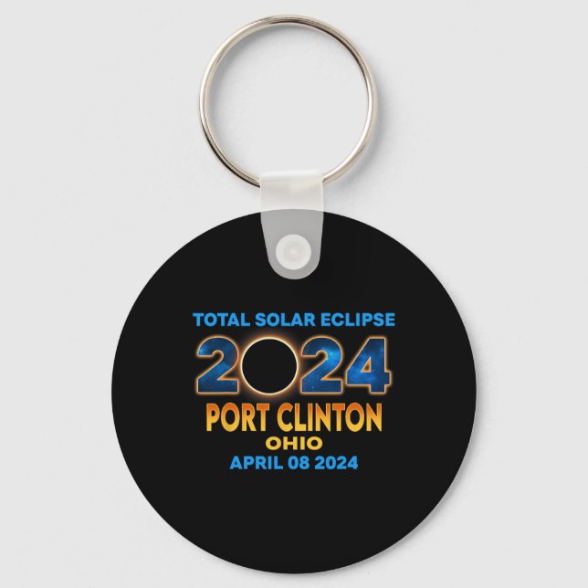 Porte-clés Clinton Ohio Eclipse 2024 Total Éclipse Solaire (Recto)
