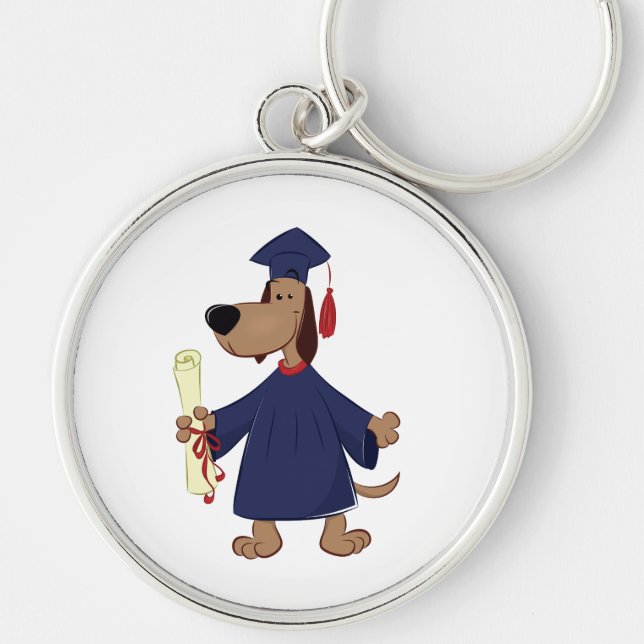 Porte-clés Clipart de graduation de chien (Devant)