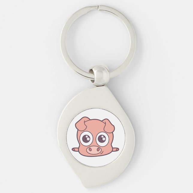 Porte-clés Clipart mignon de porc (Devant)