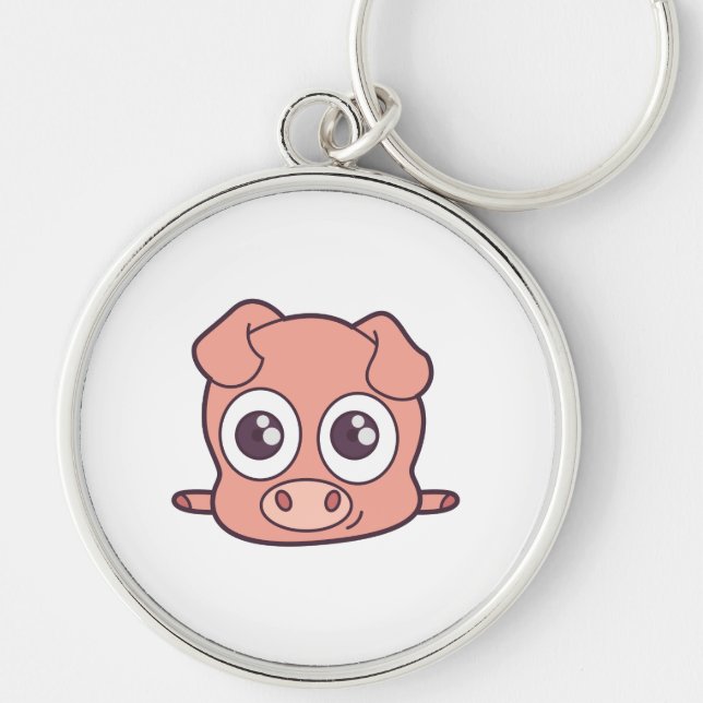 Porte-clés Clipart mignon de porc (Devant)