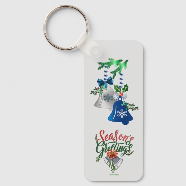 Porte-clés Clochettes Argent & Bleu de Noël : (Recto)