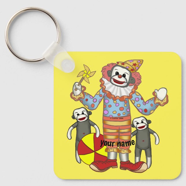 Porte-clés Clown Singe Chaussette  (Recto)