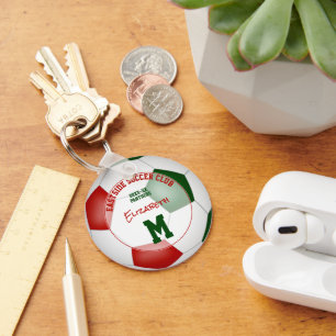 Porte-clés club de football rouge vert équipe couleurs cadeau