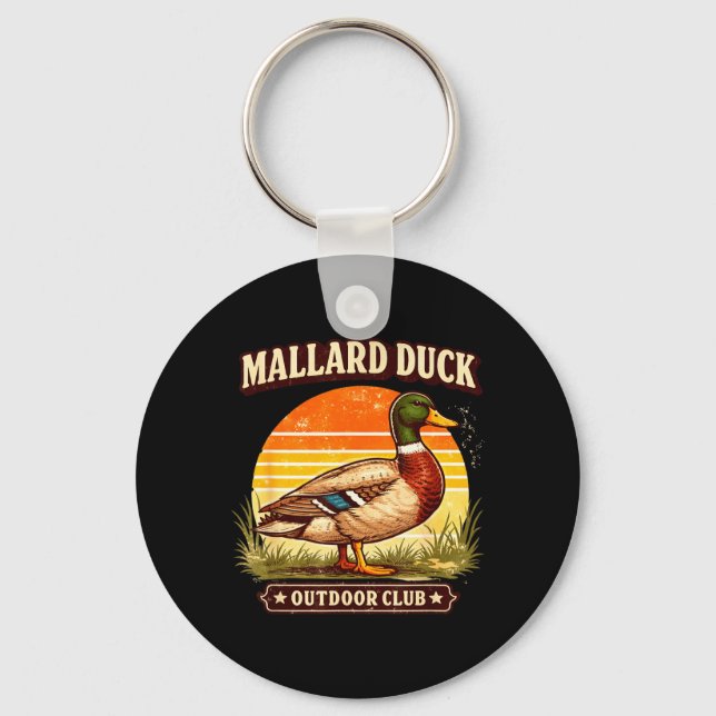 Porte-clés Club de pêcheurs de canards colverts rétro (Recto)