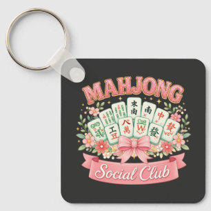 Porte-clés Club Social de Mahjong Arc en Floral Rose