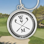 Porte-clés Clubs de golf Monogram personnalisés<br><div class="desc">Personnalisez les initiales pour créer un grand cadeau de golf monogramme et garder saké. Conçu par Thisisnotme©</div>