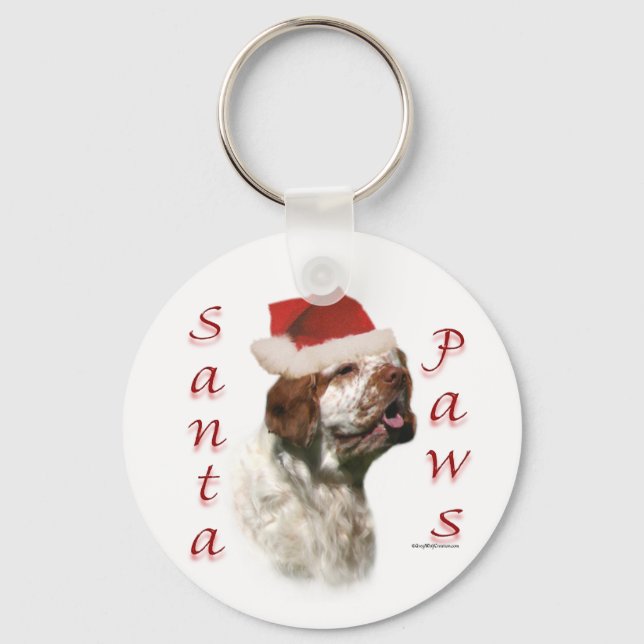 Porte-clés Clumber Spaniel Père Noël Paws (Recto)