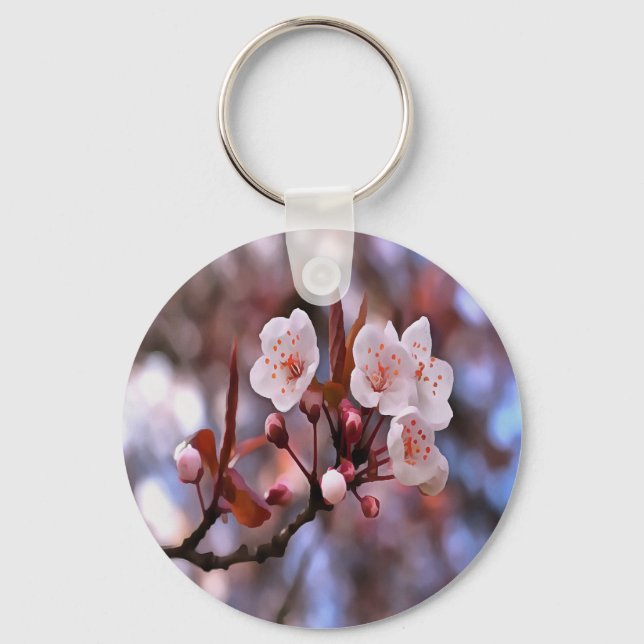 Porte-clés Cluster de fleurs de cerisier avec un rose et un b (Recto)