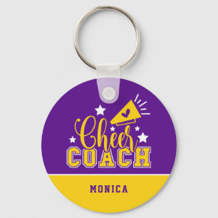 Porte-clés Coach Cheer personnalisé violet et jaune