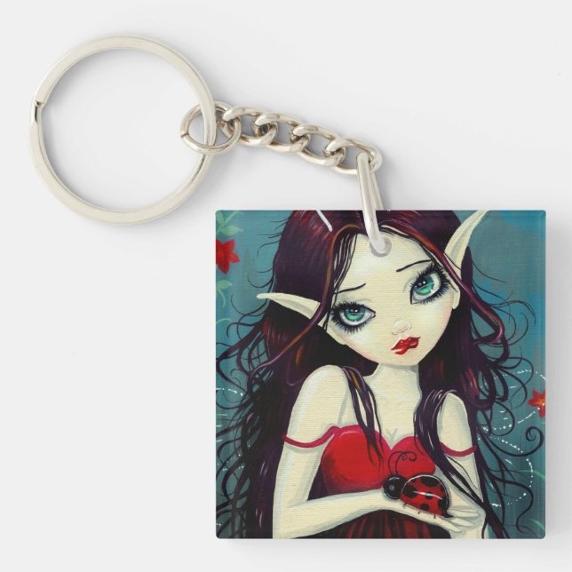 Porte-clés Coccinelle Fée Art à Gros Yeux (Devant)