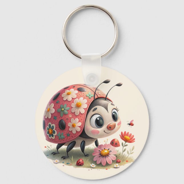 Porte-clés coccinelle florale (Recto)