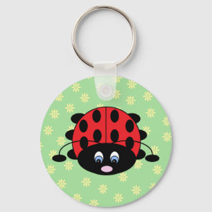 Porte-clés Coccinelle rouge avec le porte - clé de fleurs