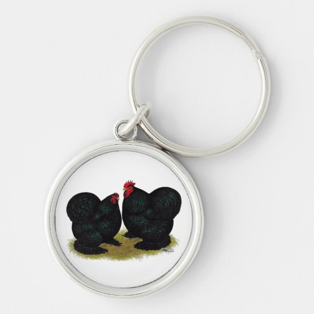 Porte-clés Cochins Black Bantam Paire (Devant)