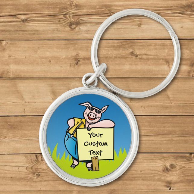 Porte-clés Cochon avec panneau (Créateur téléchargé)