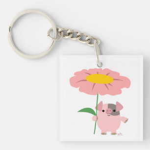 Porte-clés Cochon De Cartoon Cute Avec Porte - clé Acrylique